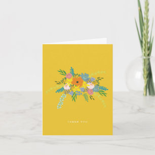Kleine platte bedankkaart - Geel botanisch Notitiekaartje