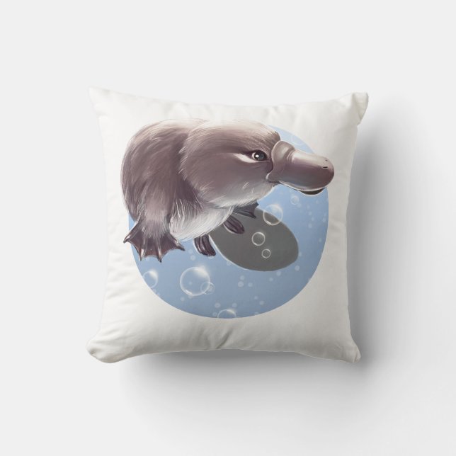 Kleine platypusillustratie in Cute Little - Pillow Kussen (Voorkant)