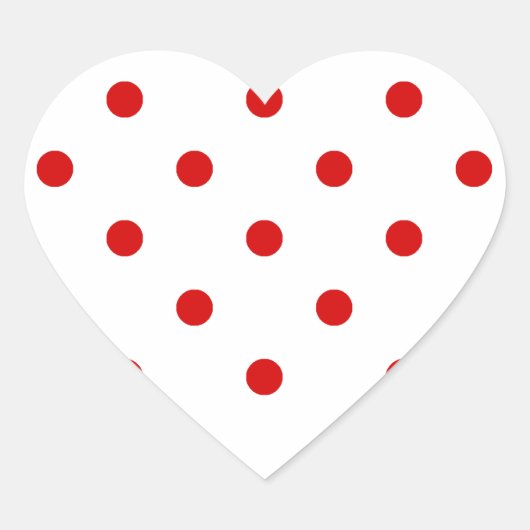 Kleine Polka Dots - Rosso Corsa op Wit Hart Sticker (Voorkant)