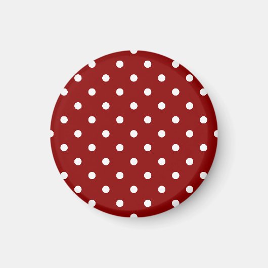 Kleine Polka Dots - Wit op Donkerrood Magneet (Voorkant)