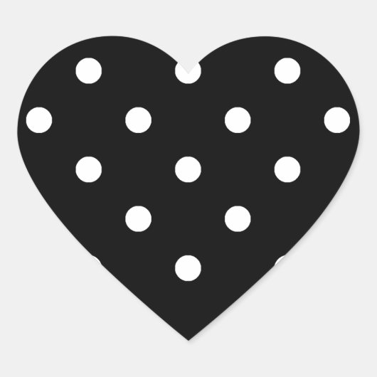 Kleine Polka Dots - Wit op Zwart Hart Sticker (Voorkant)