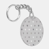 Kleine polka harten in grijze tinten sleutelhanger (Voorkant Links)