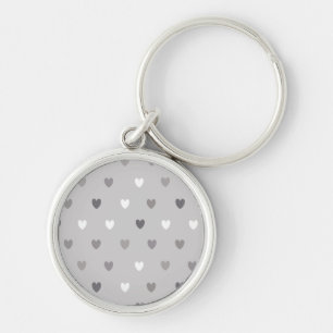 Kleine polka harten in grijze tinten sleutelhanger