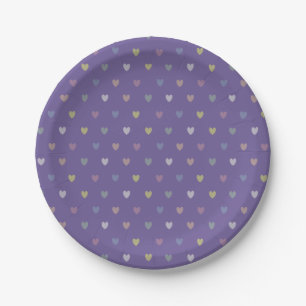 Kleine polka harten op Ultra Violet Paars Papieren Bordje