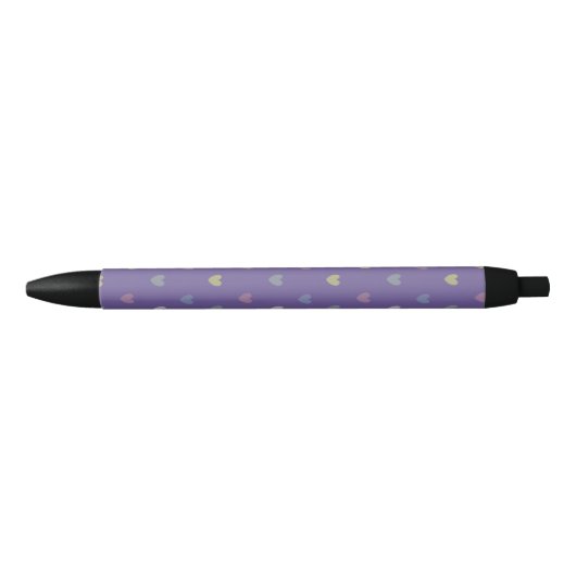 Kleine polka harten op Ultra Violet Paars Zwarte Inkt Pen (Voorkant)