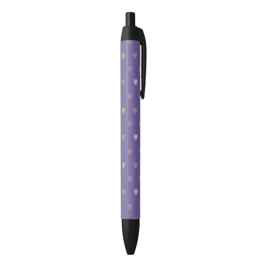 Kleine polka harten op Ultra Violet Paars Zwarte Inkt Pen (Achterkant (Verticaal))