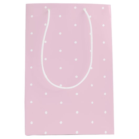 Kleine polka stipt licht roze wit schattig patroon medium cadeauzakje (Voorkant)