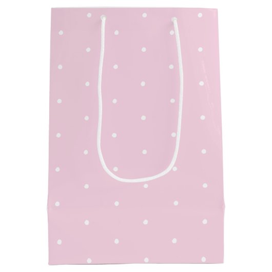 Kleine polka stipt licht roze wit schattig patroon medium cadeauzakje (Achterkant)