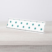 Kleine Polkadots - Blauwgroen Bureau Naambordje (Voorkant)