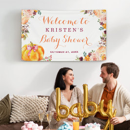 Kleine pomkin Floral Herfst najaar Baby shower Spandoek