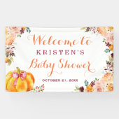 Kleine pomkin Floral Herfst najaar Baby shower Spandoek (Horizontaal)