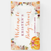 Kleine pomkin Floral Herfst najaar Baby shower Spandoek (Verticaal)