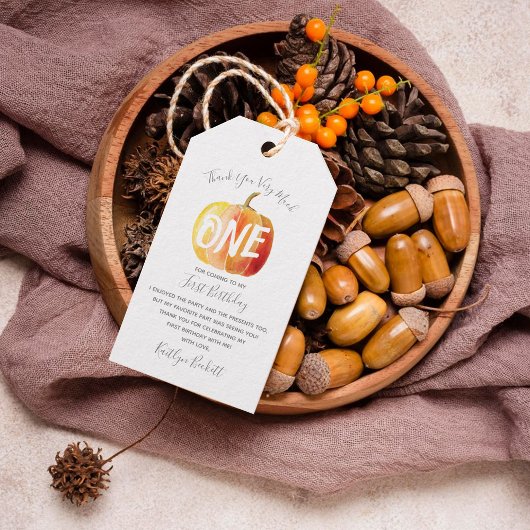 Kleine pompoen 1e verjaardag dank je cadeaulabel