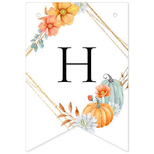 Kleine Pompoen 1e Verjaardag Waterverf Herfst Herf Vlaggetjes (Tweede vlag)