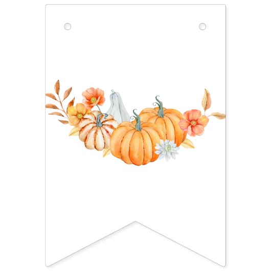 Kleine Pompoen 1e Verjaardag Waterverf Herfst Herf Vlaggetjes (Eerste vlag)