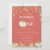 Kleine Pompoen 1e Verjaardag Waterverf Herfst Kaart (Voorkant)