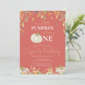 Kleine Pompoen 1e Verjaardag Waterverf Herfst Kaart (Staand voorkant)