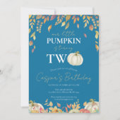 Kleine pompoen 2e verjaardag Waterverf Herfst blau Kaart (Voorkant)