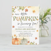 Kleine Pompoen 2e Verjaardagsfeestuitnodiging Kaart (Staand voorkant)