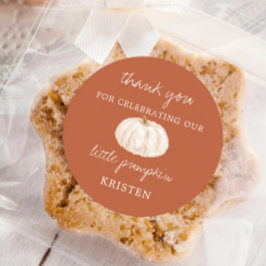 Kleine pompoen aardse Herfst Baby shower gunst Ronde Sticker