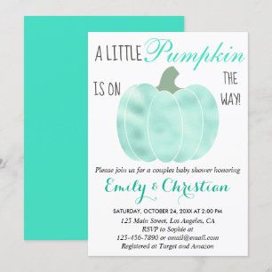 Kleine Pompoen Aqua Turquoise Glans Baby Shower Kaart