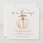 Kleine Pompoen aquarel babyshower uitnodiging (Voorkant)