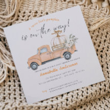 Kleine Pompoen aquarel babyshower uitnodiging