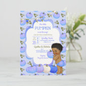 Kleine Pompoen Baby Boy Douche Donkere Tone Curly Kaart (Staand voorkant)