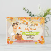 Kleine pompoen baby boy shower herfst kaart (Staand voorkant)