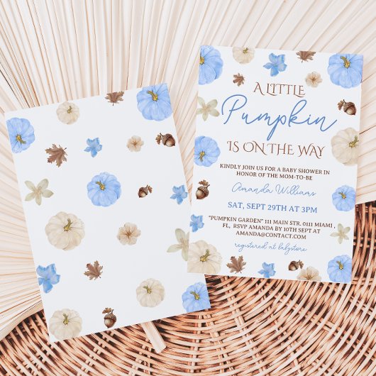 Kleine pompoen baby jongen douche kaart