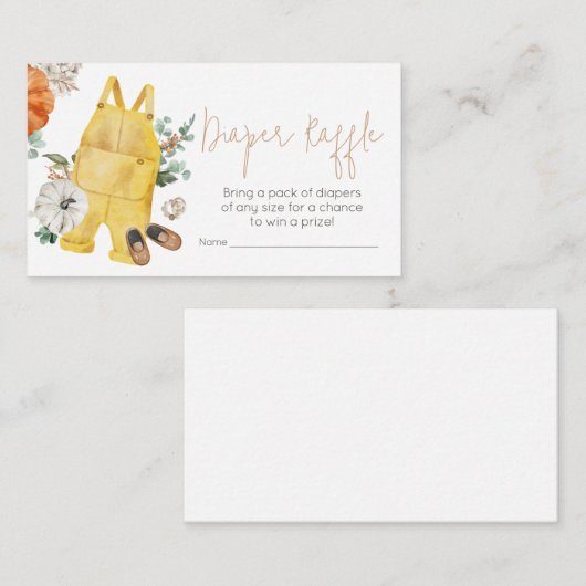 Kleine Pompoen Baby Kleren Luier Raffle Informatiekaartje (Voorkant / Achterkant)