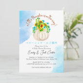 Kleine Pompoen Baby Meisje Douche Blauwe Waterverf Kaart (Staand voorkant)