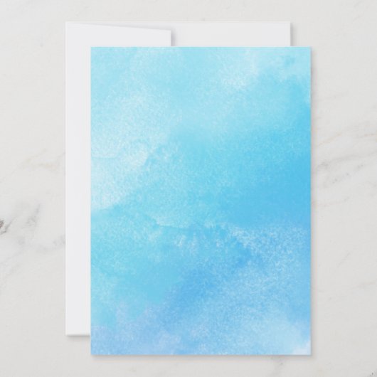 Kleine Pompoen Baby Meisje Douche Blauwe Waterverf Kaart (Achterkant)