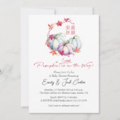 Kleine Pompoen Baby Meisje Douche Herfst Blad Kran Kaart (Voorkant)