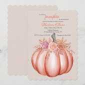 Kleine Pompoen Baby Meisje Douche Kaart (Voorkant / Achterkant)