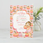 Kleine pompoen baby meisje douche licht blond kaart (Staand voorkant)