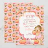 Kleine pompoen baby meisje douche licht blond kaart (Voorkant / Achterkant)