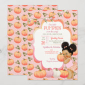 Kleine Pompoen Baby Meisje Douche Medium Puffs Kaart (Voorkant / Achterkant)