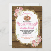 Kleine pompoen baby meisje douche uitnodiging rust (Voorkant)