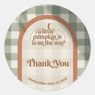 Kleine Pompoen Baby Shower Bedank Sticker