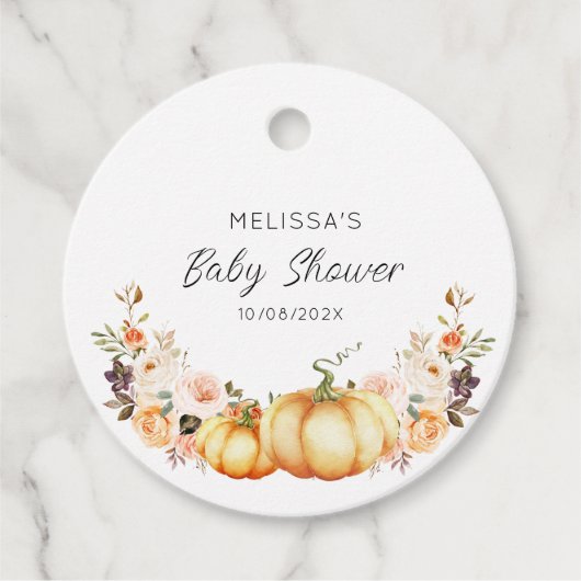 kleine pompoen baby shower bedankjes labels (Voorkant)