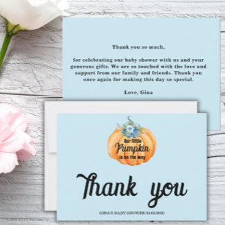 Kleine Pompoen Baby Shower Bedankkaart