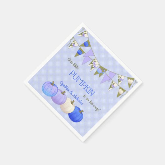 Kleine Pompoen Baby shower Blauwe Ivoor Lavendel Servet (Hoek)