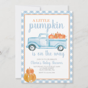 Kleine Pompoen Baby Shower Blauwe vrachtwagen Herf Kaart