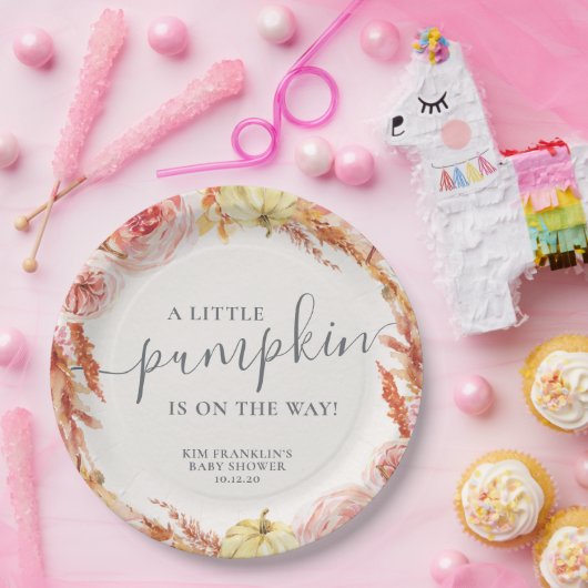Kleine pompoen baby shower borden papieren bordje (Feest)