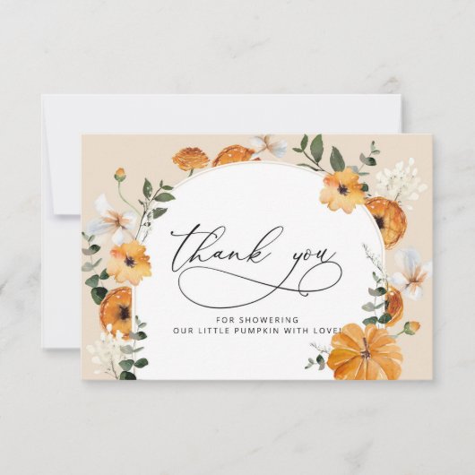 Kleine pompoen baby shower dank je kaart (Voorkant)