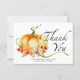 Kleine pompoen baby shower dank je kaart