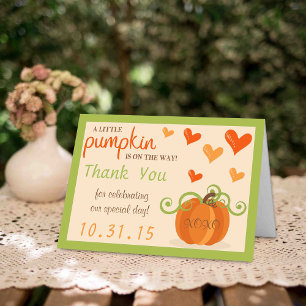 Kleine pompoen Baby shower dank je kaarten