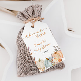Kleine pompoen Baby shower Dank je wel Cadeaulabel