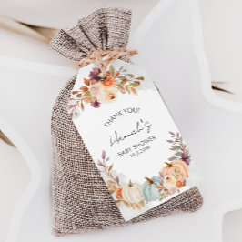 Kleine pompoen Baby shower Dank je wel Cadeaulabel